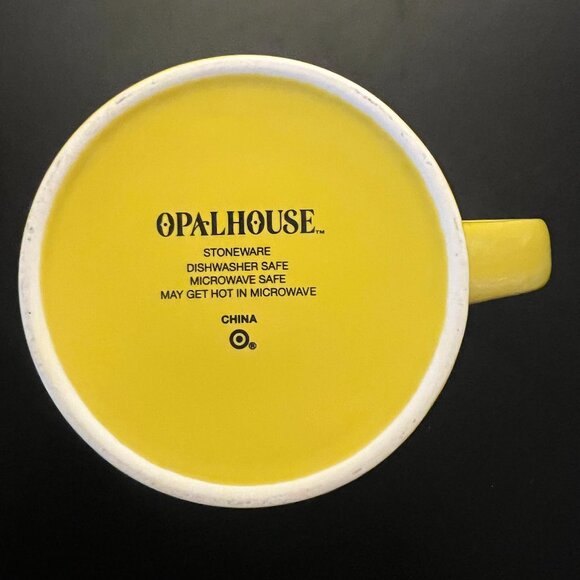 Opalhouse Letter T Monogram Initial Yellow Stoneware Mug ~ Metallic Gold Trim - Picture 6 of 7
